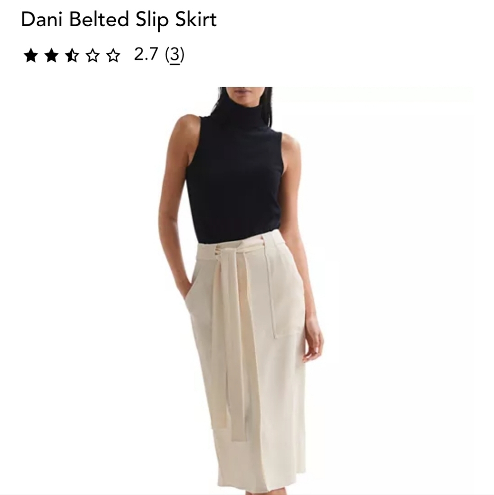 Reiss Women's Cream Belted Slip Skirt Size 6